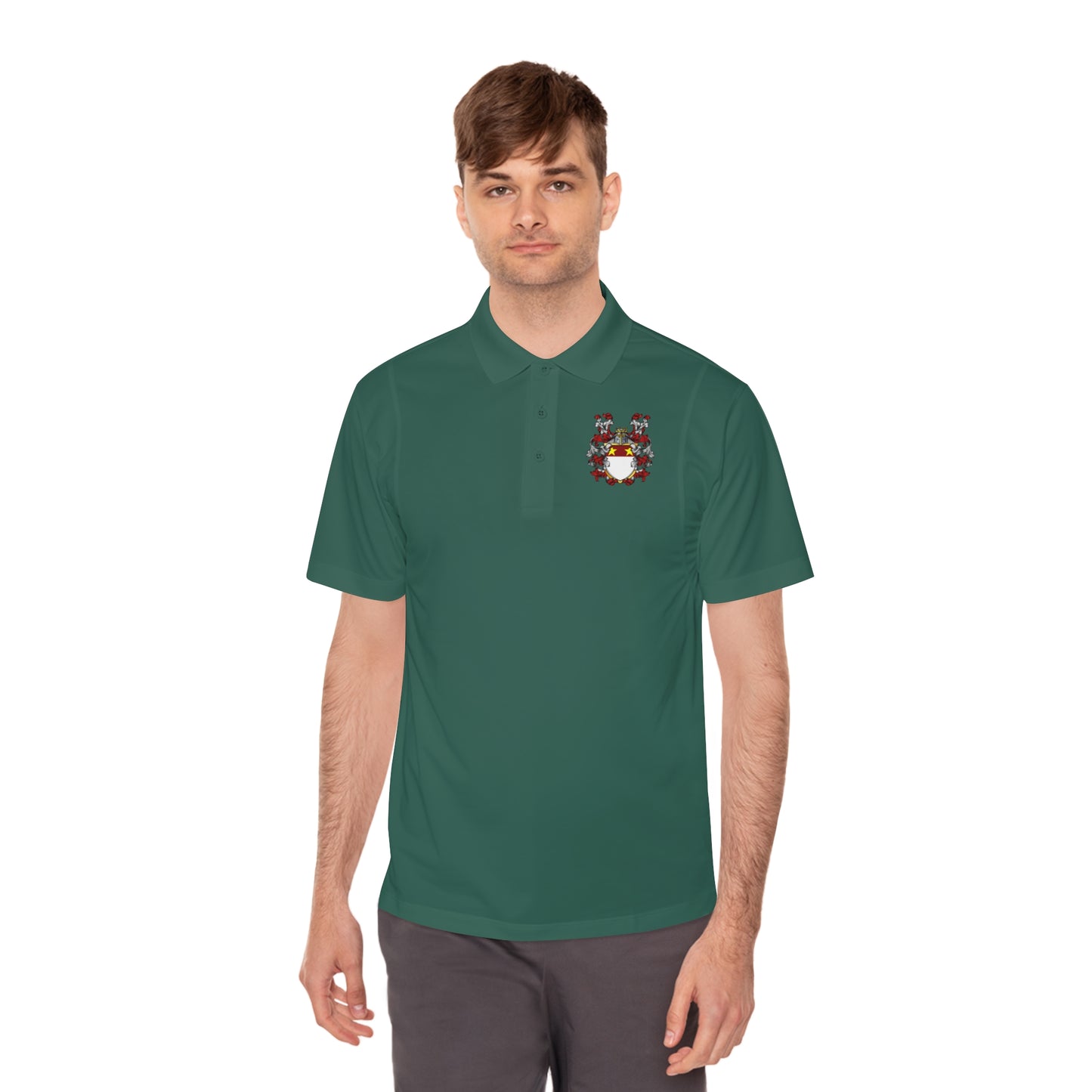 Men's Custom Sport Polo Shirt with Unique Crest Design, Casual Wear, Gift for Dad, Father’s Day, Sports Events, Summer Outing
