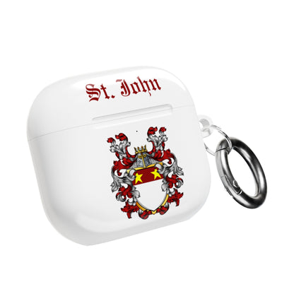 Personalized AirPod Case, Custom Headphone Holder, St. John Crest Design, Unique Gift for Music Lovers, Stylish Accessory