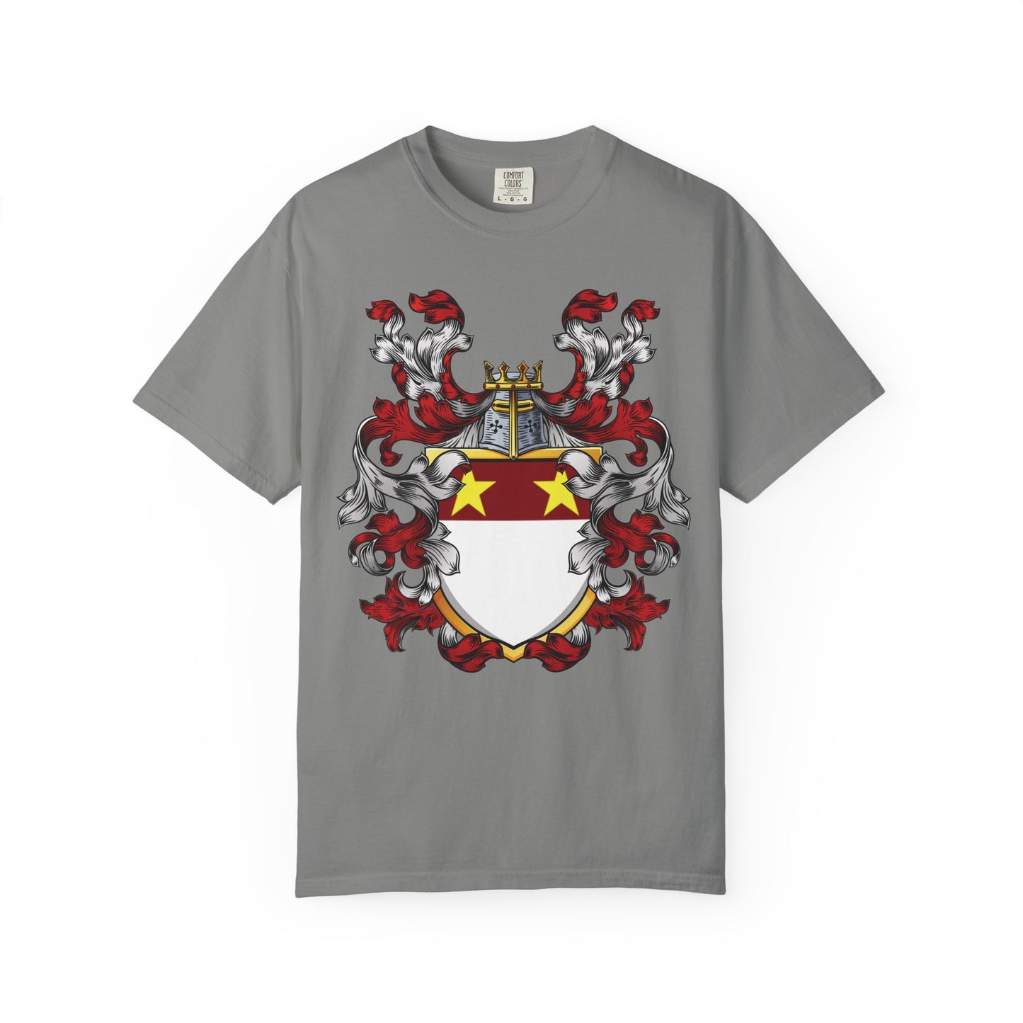Personalized Heraldic Crest T-Shirt, Family Reunion Attire, Gift for Heritage Lovers, Unique Apparel for Celebrations