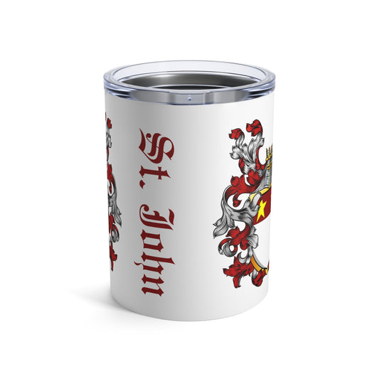 St. John Family Crest Tumbler 10oz, Personalized Gift, Custom Drinkware, Family Heritage Mug, Perfect for Celebrations, Unique Keepsake