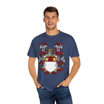 Personalized Heraldic Crest T-Shirt, Family Reunion Attire, Gift for Heritage Lovers, Unique Apparel for Celebrations