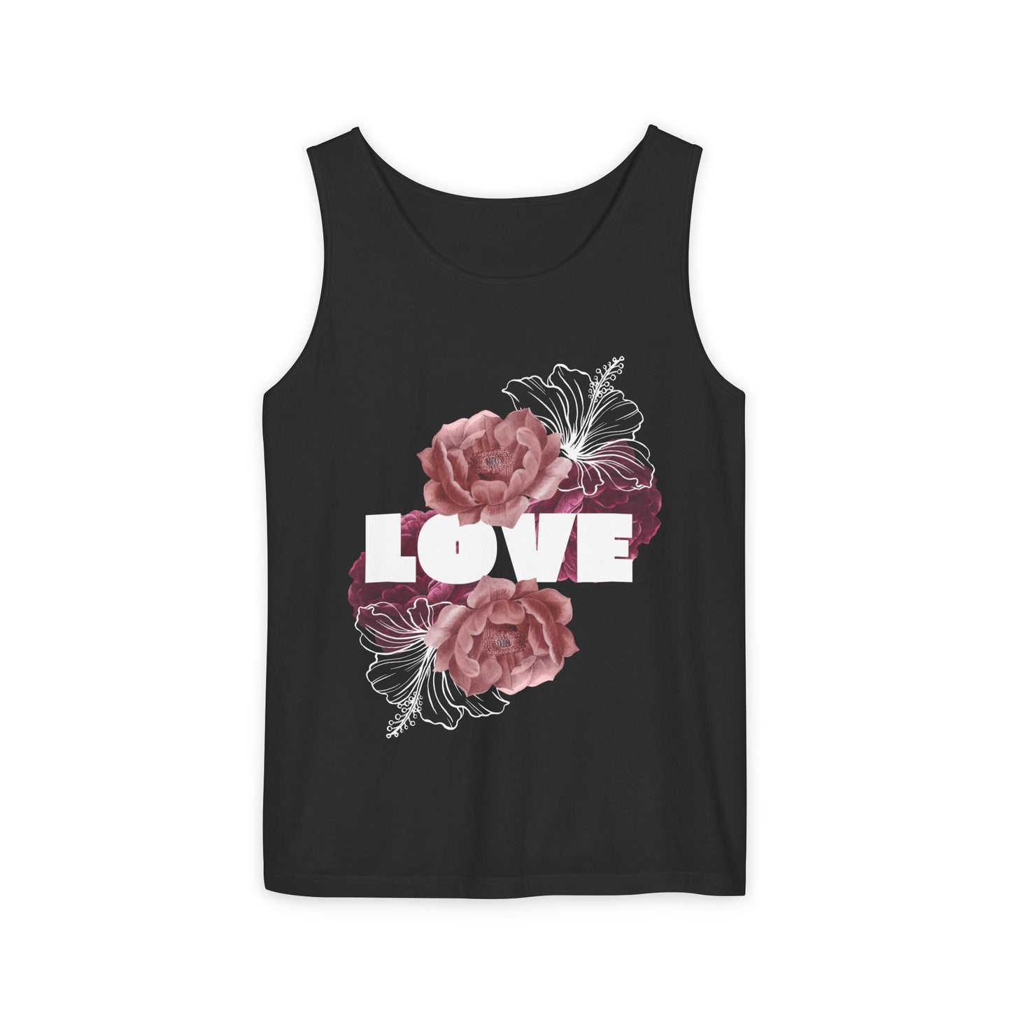 Love Floral Unisex Tank Top, Gift, Summer Apparel, Valentine's Day, Relaxed Fit, Casual Wear, Personalized Style