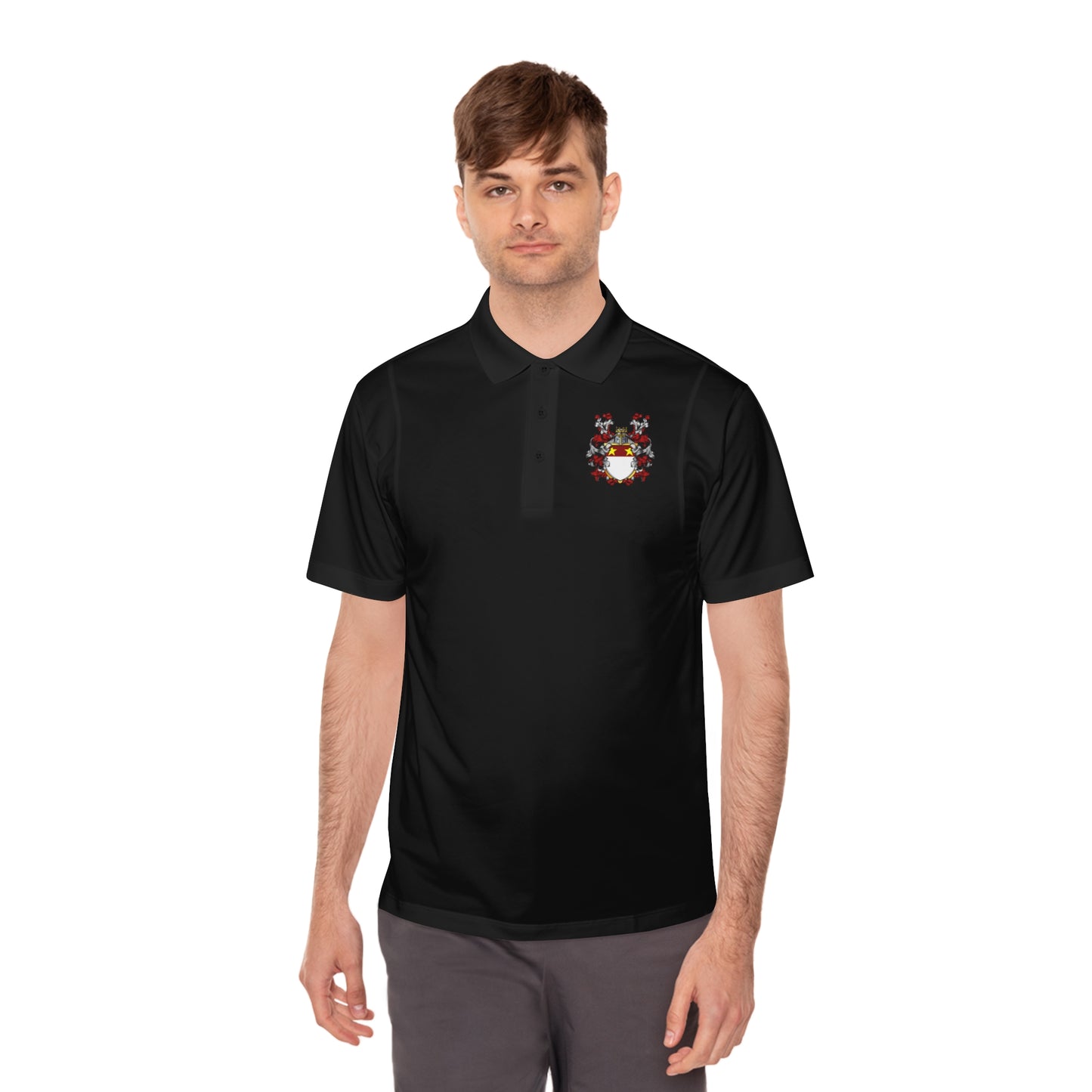 Men's Custom Sport Polo Shirt with Unique Crest Design, Casual Wear, Gift for Dad, Father’s Day, Sports Events, Summer Outing