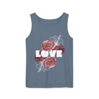 Love Floral Unisex Tank Top, Gift, Summer Apparel, Valentine's Day, Relaxed Fit, Casual Wear, Personalized Style