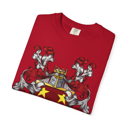 Personalized Heraldic Crest T-Shirt, Family Reunion Attire, Gift for Heritage Lovers, Unique Apparel for Celebrations