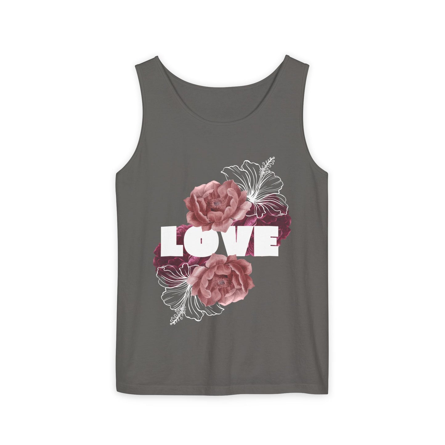 Love Floral Unisex Tank Top, Gift, Summer Apparel, Valentine's Day, Relaxed Fit, Casual Wear, Personalized Style