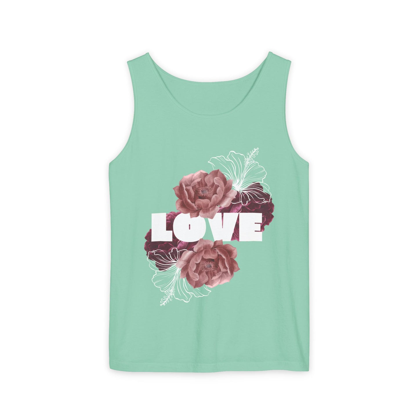 Love Floral Unisex Tank Top, Gift, Summer Apparel, Valentine's Day, Relaxed Fit, Casual Wear, Personalized Style