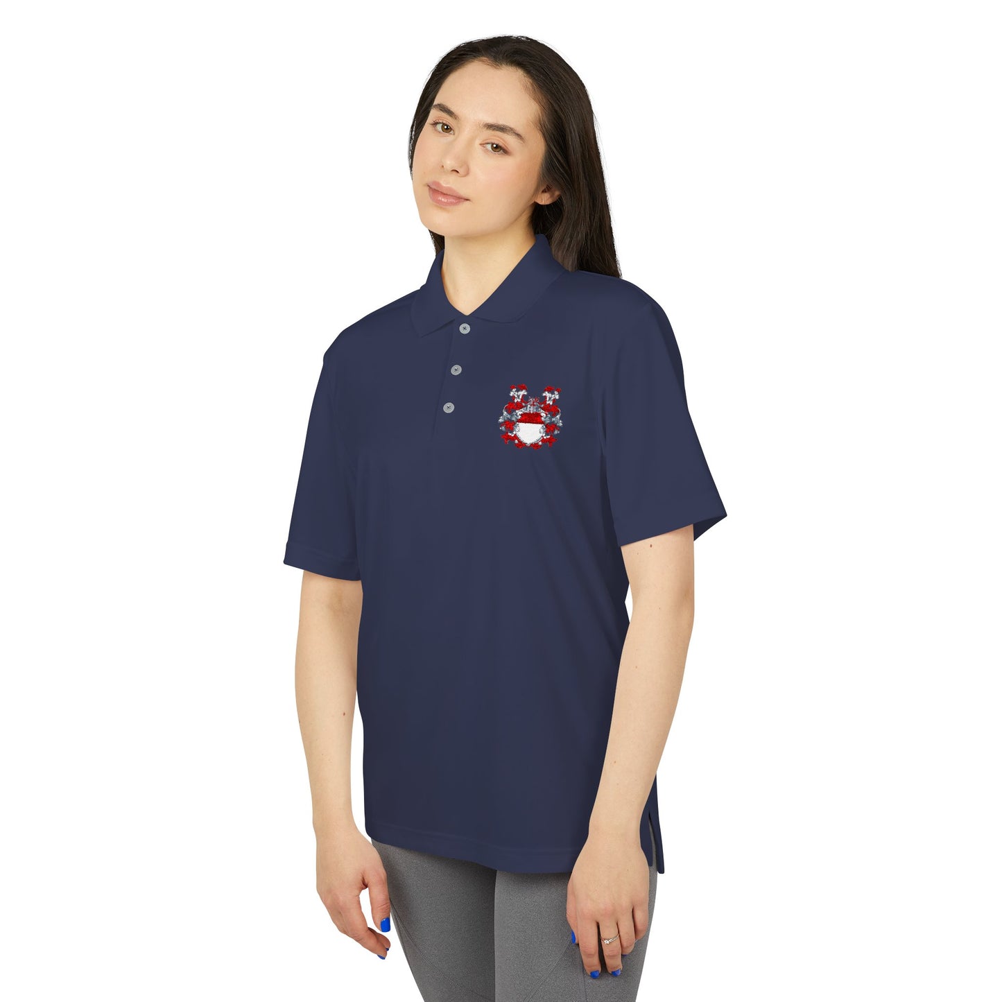 Unisex Performance Polo with Stylish Crest Design, Athletic Shirt for Sports & Everyday Wear, Perfect for Casual Outings, Gifts for Him, Her