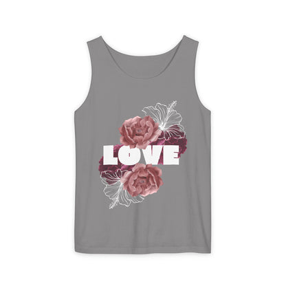 Love Floral Unisex Tank Top, Gift, Summer Apparel, Valentine's Day, Relaxed Fit, Casual Wear, Personalized Style