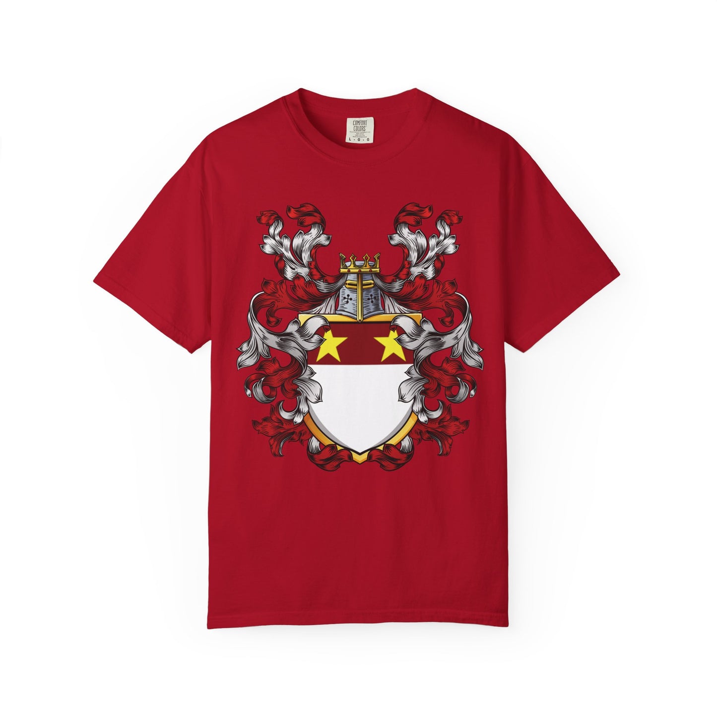 Personalized Heraldic Crest T-Shirt, Family Reunion Attire, Gift for Heritage Lovers, Unique Apparel for Celebrations