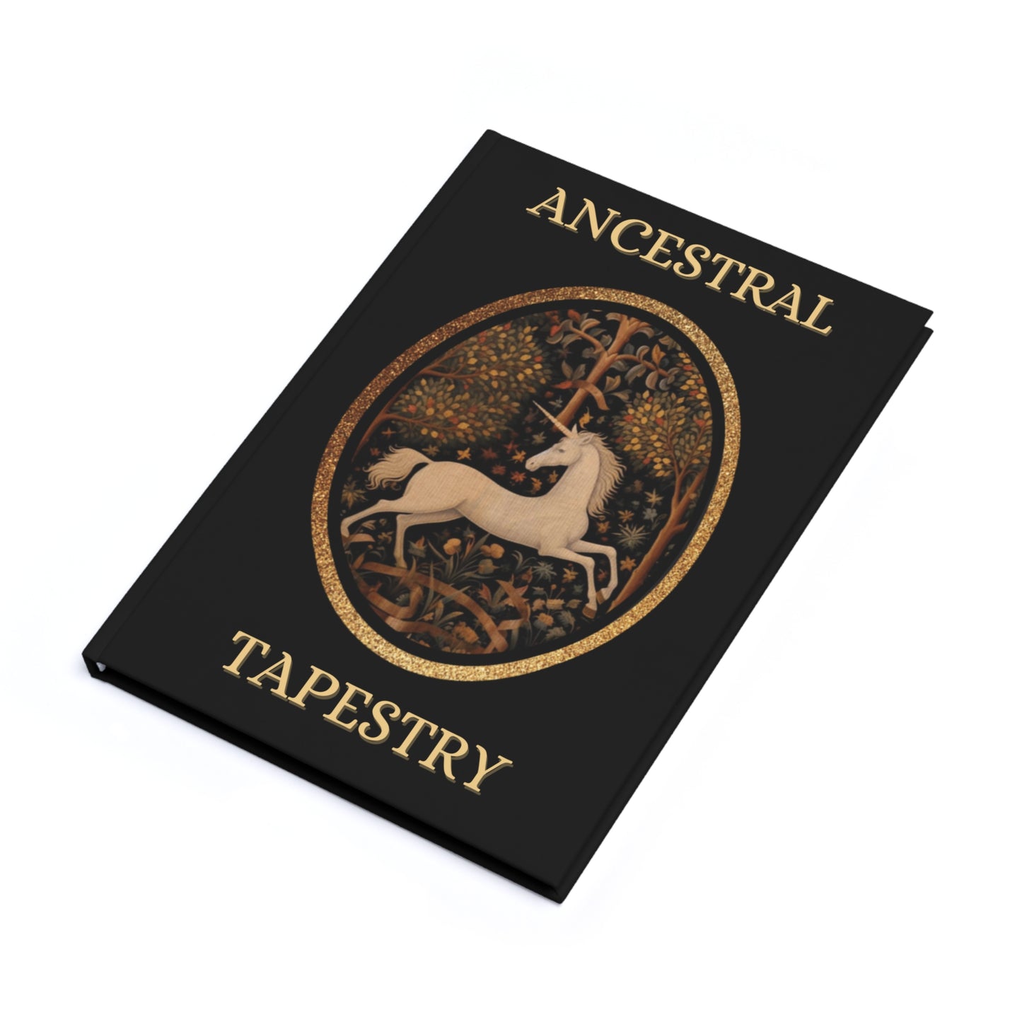 Ancestral Tapestry Hardcover Journal — Unicorn Crest A5 Notebook