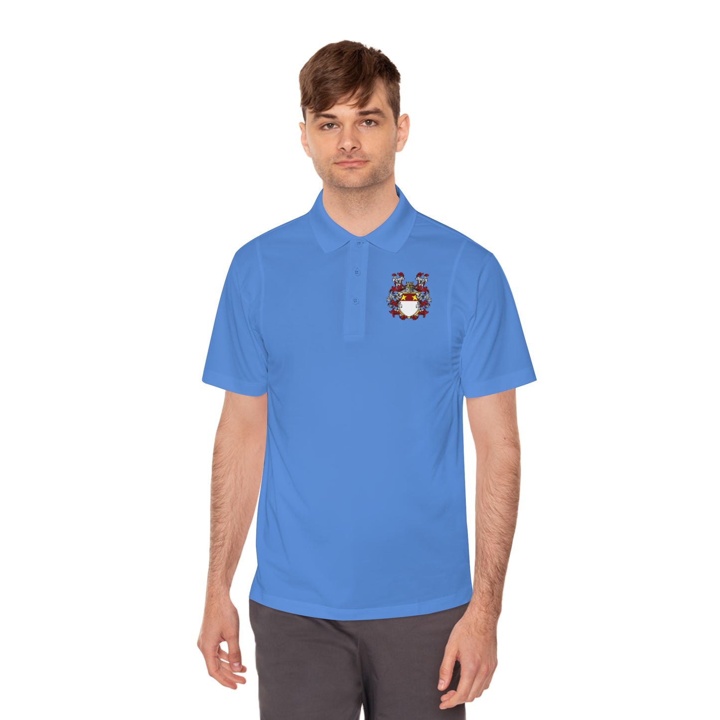 Men's Custom Sport Polo Shirt with Unique Crest Design, Casual Wear, Gift for Dad, Father’s Day, Sports Events, Summer Outing