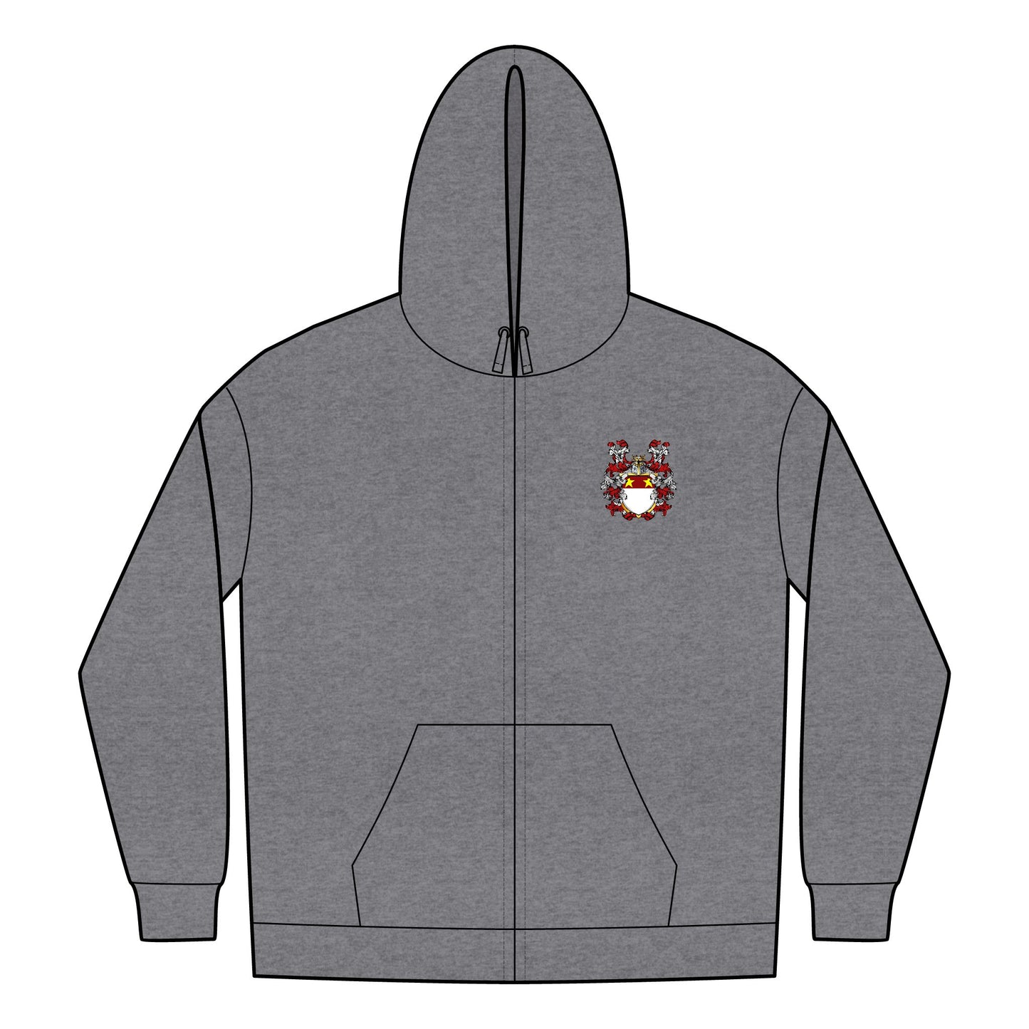 St. John Heraldry Full-Zip Hoodie with Heraldic Design, Cozy Sweatshirt for Fall, Perfect Gift for Birthdays, Family Gatherings, and Celebrations