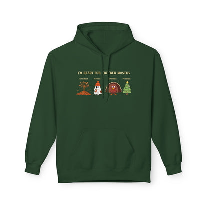 Cozy Holiday Hoodie - I'm Ready for the 'BER Months, Fleece Hoodie for Christmas, Fall, Halloween, Cozy Gift, Unisex Apparel