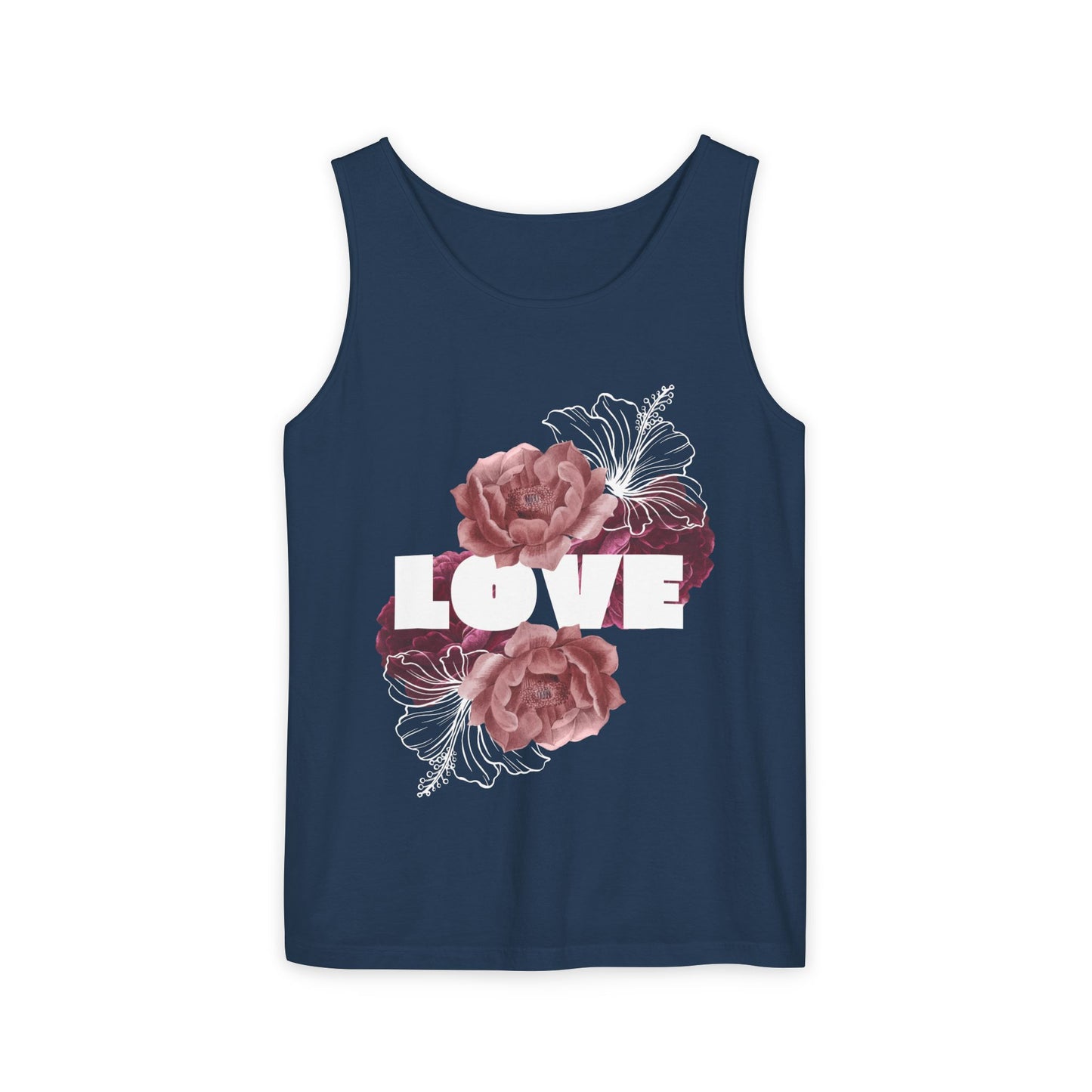 Love Floral Unisex Tank Top, Gift, Summer Apparel, Valentine's Day, Relaxed Fit, Casual Wear, Personalized Style