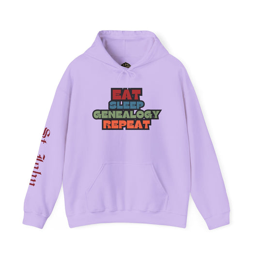 Eat. Sleep. Genealogy. Repeat. w/ St. John Heraldry Unisex Hoodie