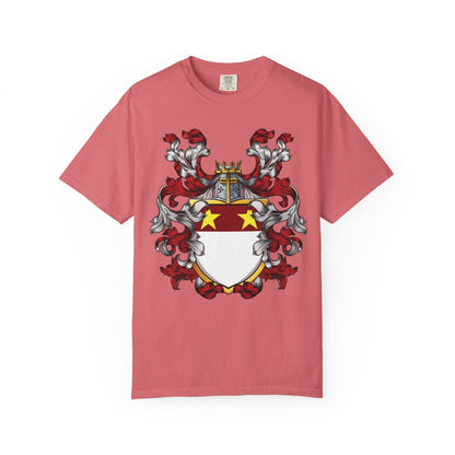 Personalized Heraldic Crest T-Shirt, Family Reunion Attire, Gift for Heritage Lovers, Unique Apparel for Celebrations