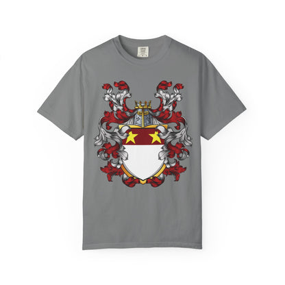 Personalized Heraldic Crest T-Shirt, Family Reunion Attire, Gift for Heritage Lovers, Unique Apparel for Celebrations