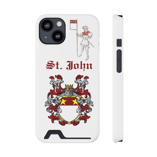 Custom St. John Phone Case with Card Holder, Personalized Gift, Family Crest Accessory, Unique Phone Cover, Best for Occasions