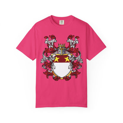 Personalized Heraldic Crest T-Shirt, Family Reunion Attire, Gift for Heritage Lovers, Unique Apparel for Celebrations