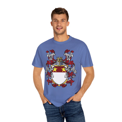 Personalized Heraldic Crest T-Shirt, Family Reunion Attire, Gift for Heritage Lovers, Unique Apparel for Celebrations