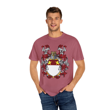 Personalized Heraldic Crest T-Shirt, Family Reunion Attire, Gift for Heritage Lovers, Unique Apparel for Celebrations
