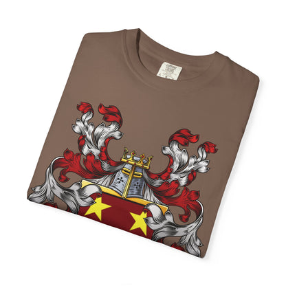 Personalized Heraldic Crest T-Shirt, Family Reunion Attire, Gift for Heritage Lovers, Unique Apparel for Celebrations