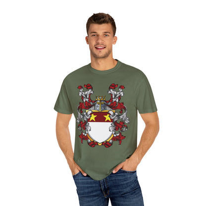 Personalized Heraldic Crest T-Shirt, Family Reunion Attire, Gift for Heritage Lovers, Unique Apparel for Celebrations
