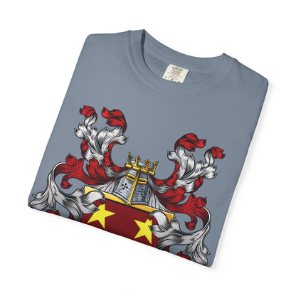 Personalized Heraldic Crest T-Shirt, Family Reunion Attire, Gift for Heritage Lovers, Unique Apparel for Celebrations