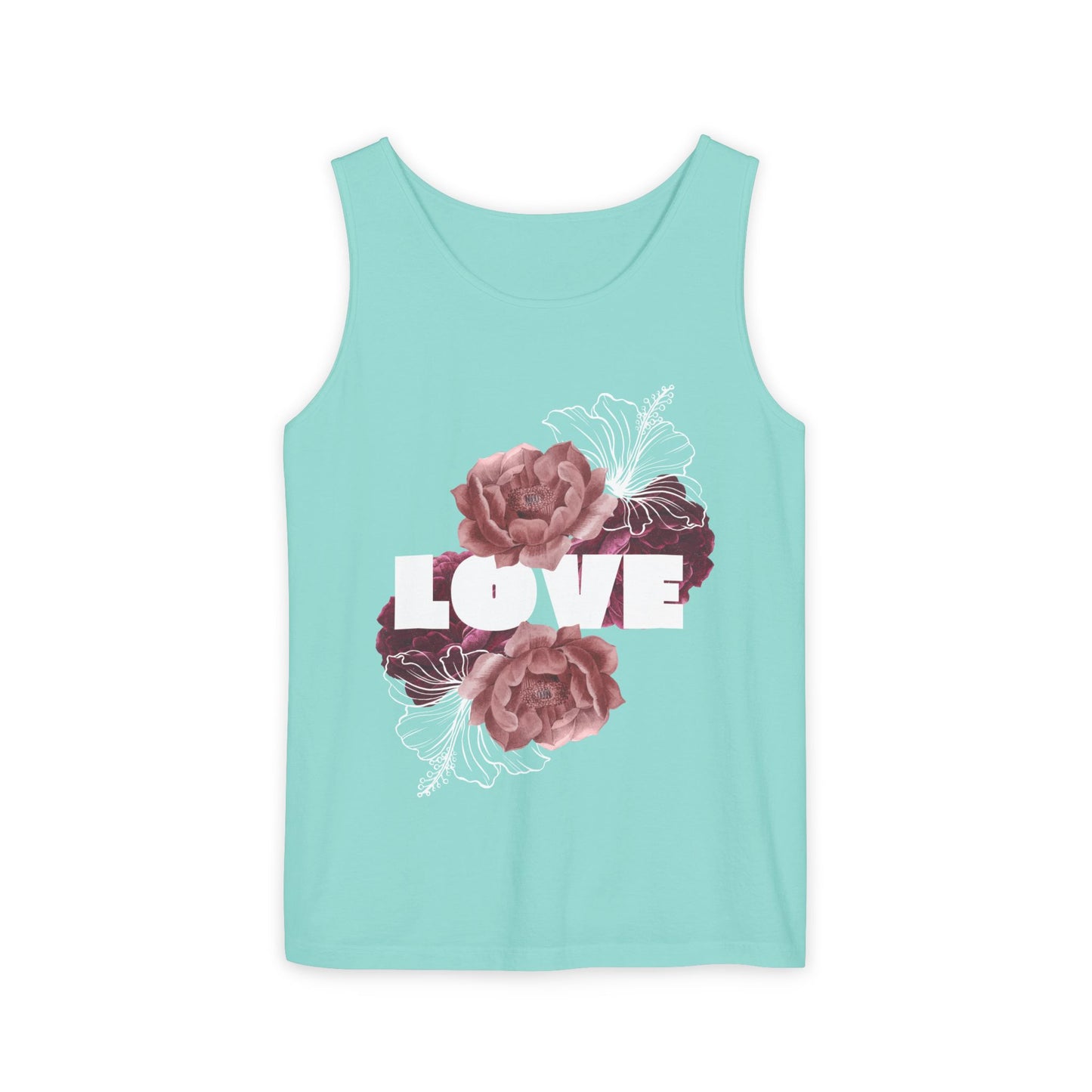 Love Floral Unisex Tank Top, Gift, Summer Apparel, Valentine's Day, Relaxed Fit, Casual Wear, Personalized Style