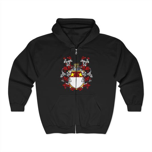 St.John Heraldry Full Zip Hoodie,  History Sweatshirt, Personalized Family Hoodie, Custom Zip Up, Unisex Hooded Sweatshirt, Gift for Generations