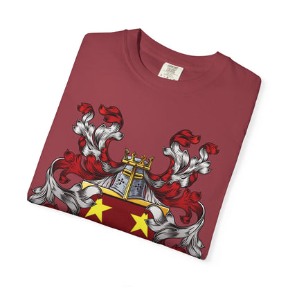 Personalized Heraldic Crest T-Shirt, Family Reunion Attire, Gift for Heritage Lovers, Unique Apparel for Celebrations