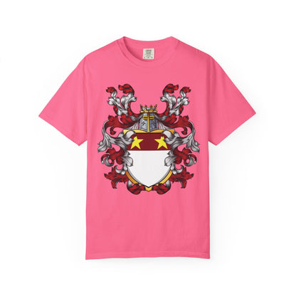 Personalized Heraldic Crest T-Shirt, Family Reunion Attire, Gift for Heritage Lovers, Unique Apparel for Celebrations