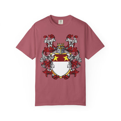 Personalized Heraldic Crest T-Shirt, Family Reunion Attire, Gift for Heritage Lovers, Unique Apparel for Celebrations
