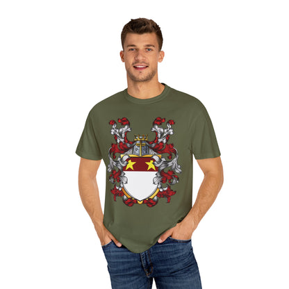 Personalized Heraldic Crest T-Shirt, Family Reunion Attire, Gift for Heritage Lovers, Unique Apparel for Celebrations