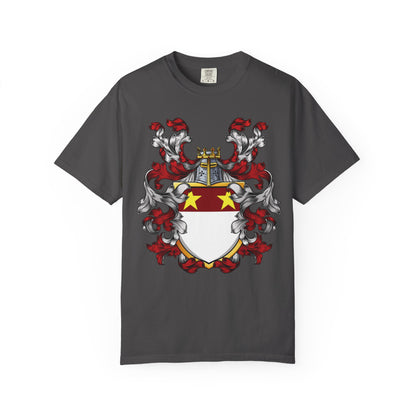 Personalized Heraldic Crest T-Shirt, Family Reunion Attire, Gift for Heritage Lovers, Unique Apparel for Celebrations