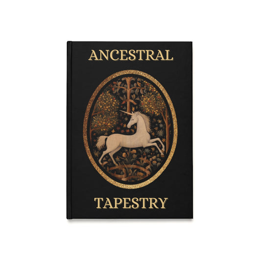 Ancestral Tapestry Hardcover Journal — Unicorn Crest A5 Notebook