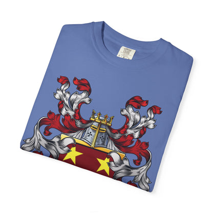 Personalized Heraldic Crest T-Shirt, Family Reunion Attire, Gift for Heritage Lovers, Unique Apparel for Celebrations