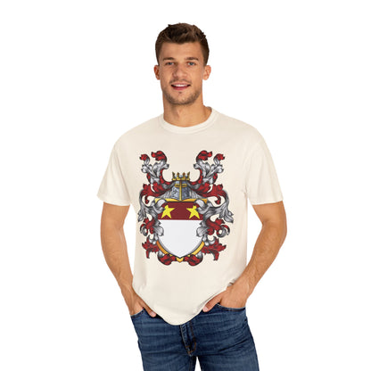 Personalized Heraldic Crest T-Shirt, Family Reunion Attire, Gift for Heritage Lovers, Unique Apparel for Celebrations