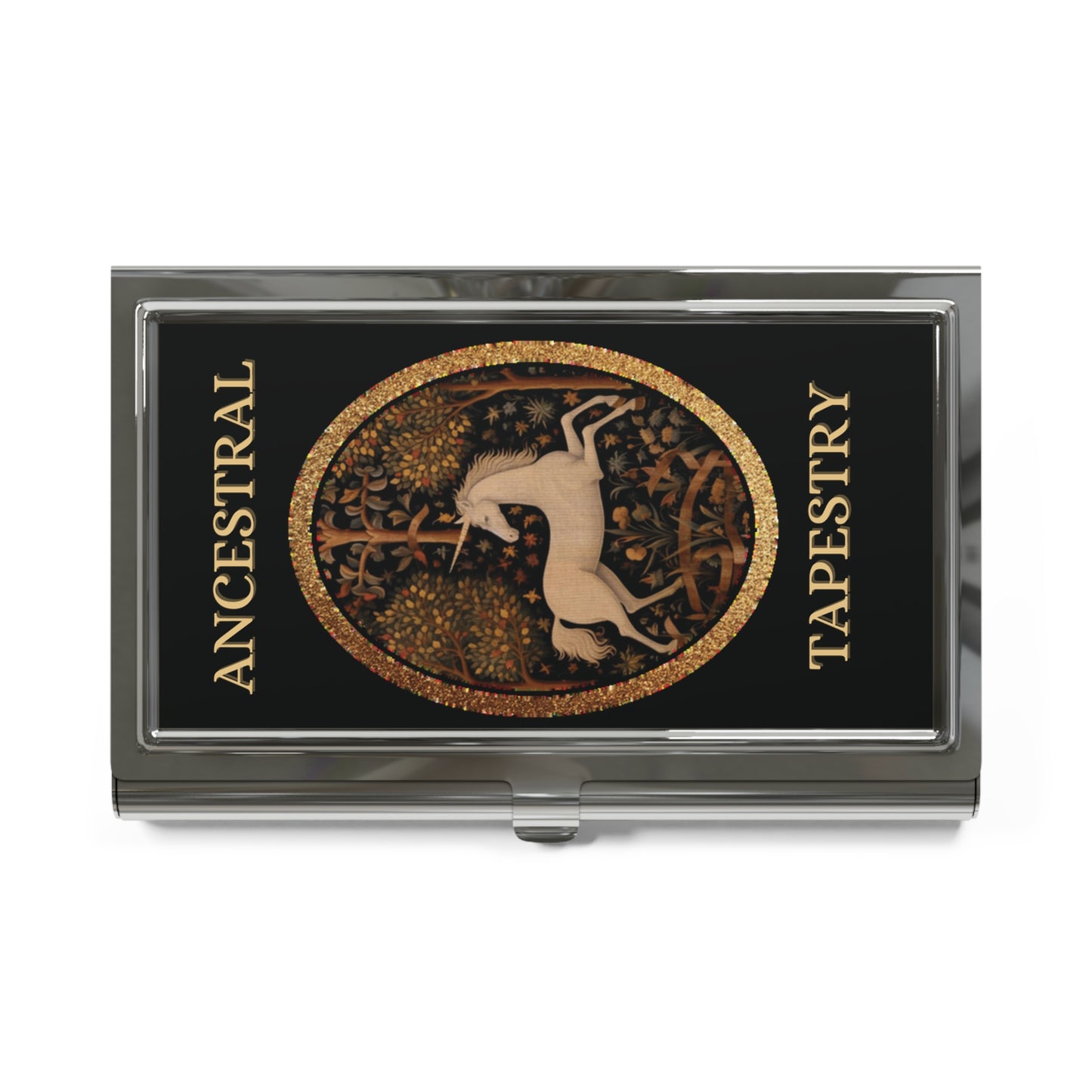 Business Card Holder — Ancestral Tapestry Deer Metal Card Case