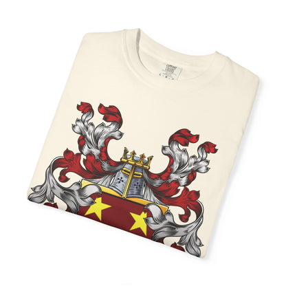 Personalized Heraldic Crest T-Shirt, Family Reunion Attire, Gift for Heritage Lovers, Unique Apparel for Celebrations