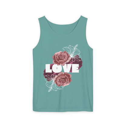 Love Floral Unisex Tank Top, Gift, Summer Apparel, Valentine's Day, Relaxed Fit, Casual Wear, Personalized Style