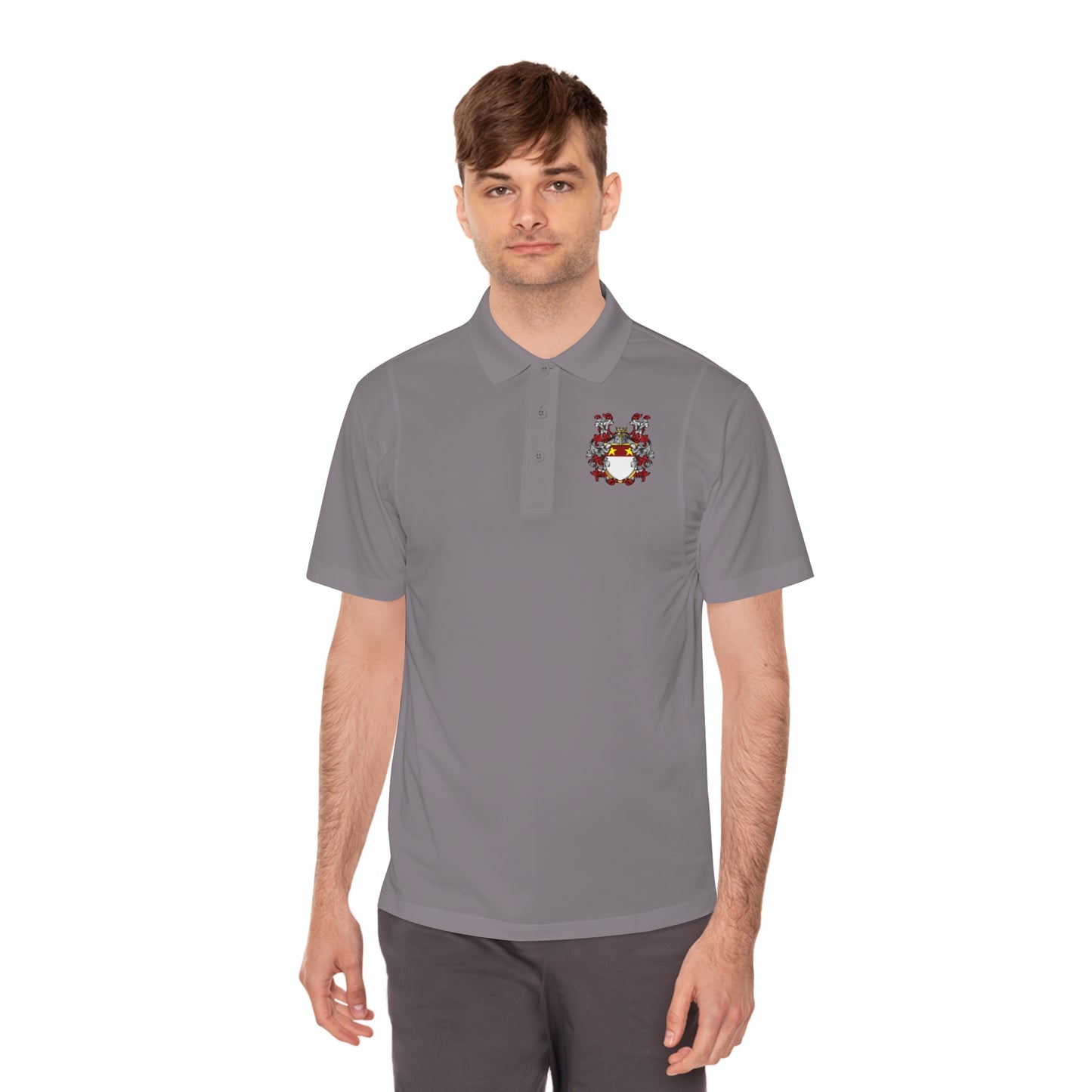 Men's Custom Sport Polo Shirt with Unique Crest Design, Casual Wear, Gift for Dad, Father’s Day, Sports Events, Summer Outing