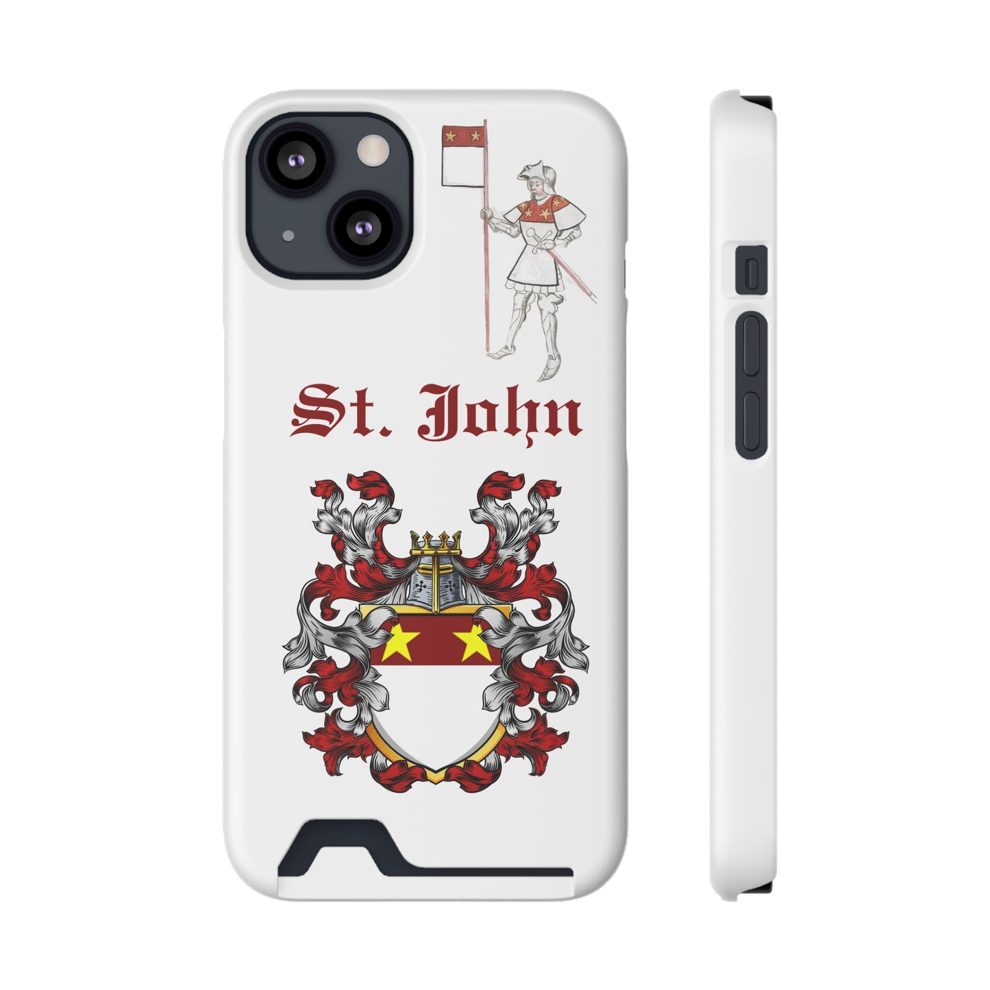 Custom St. John Phone Case with Card Holder, Personalized Gift, Family Crest Accessory, Unique Phone Cover, Best for Occasions
