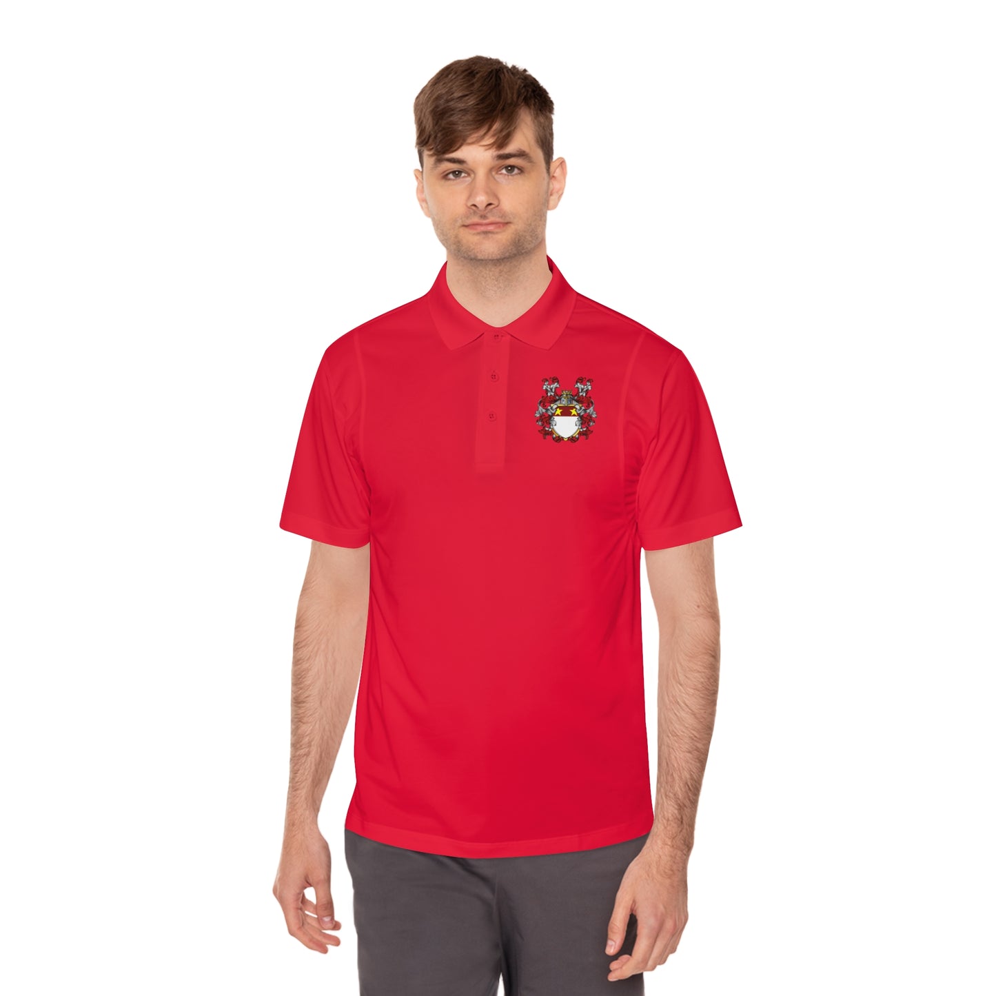 Men's Custom Sport Polo Shirt with Unique Crest Design, Casual Wear, Gift for Dad, Father’s Day, Sports Events, Summer Outing