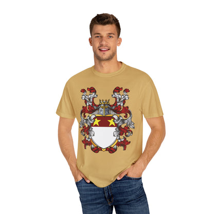 Personalized Heraldic Crest T-Shirt, Family Reunion Attire, Gift for Heritage Lovers, Unique Apparel for Celebrations