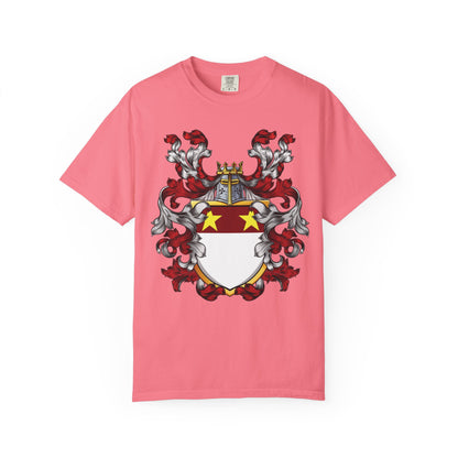 Personalized Heraldic Crest T-Shirt, Family Reunion Attire, Gift for Heritage Lovers, Unique Apparel for Celebrations