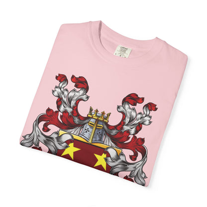 Personalized Heraldic Crest T-Shirt, Family Reunion Attire, Gift for Heritage Lovers, Unique Apparel for Celebrations