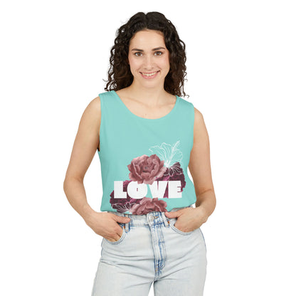 Love Floral Unisex Tank Top, Gift, Summer Apparel, Valentine's Day, Relaxed Fit, Casual Wear, Personalized Style