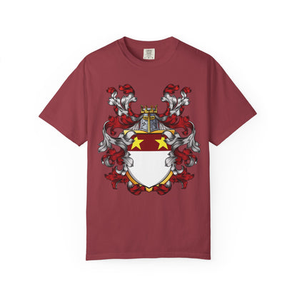 Personalized Heraldic Crest T-Shirt, Family Reunion Attire, Gift for Heritage Lovers, Unique Apparel for Celebrations